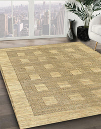 Abstract Yellow Checkered Rug, abs1421