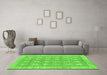 Machine Washable Checkered Green Modern Area Rugs in a Living Room,, wshabs1421grn