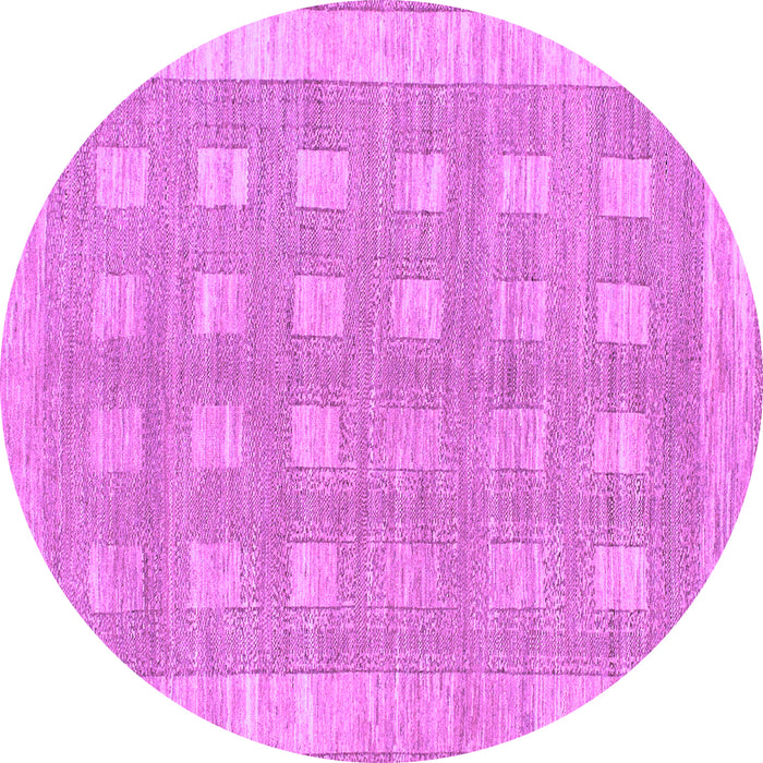 Round Machine Washable Checkered Purple Modern Area Rugs, wshabs1421pur