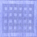 Square Machine Washable Checkered Blue Modern Rug, wshabs1421blu