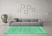 Machine Washable Checkered Turquoise Modern Area Rugs in a Living Room,, wshabs1421turq