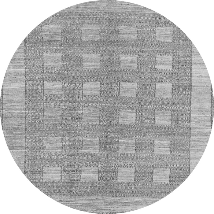 Round Machine Washable Checkered Gray Modern Rug, wshabs1421gry