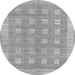 Round Machine Washable Checkered Gray Modern Rug, wshabs1421gry