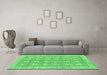 Machine Washable Checkered Emerald Green Modern Area Rugs in a Living Room,, wshabs1421emgrn