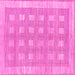 Square Machine Washable Checkered Pink Modern Rug, wshabs1421pnk
