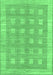 Machine Washable Checkered Emerald Green Modern Area Rugs, wshabs1421emgrn