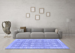 Machine Washable Checkered Blue Modern Rug in a Living Room, wshabs1421blu
