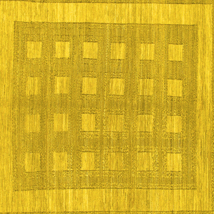 Square Machine Washable Checkered Yellow Modern Rug, wshabs1421yw