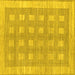 Square Machine Washable Checkered Yellow Modern Rug, wshabs1421yw