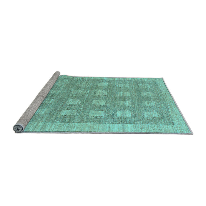 Sideview of Machine Washable Checkered Light Blue Modern Rug, wshabs1421lblu