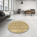 Round Machine Washable Abstract Yellow Rug in a Office, wshabs1421