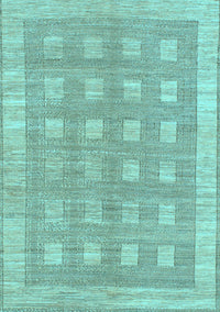 Checkered Light Blue Modern Rug, abs1421lblu