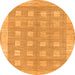 Round Machine Washable Checkered Orange Modern Area Rugs, wshabs1421org