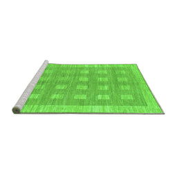 Sideview of Machine Washable Checkered Green Modern Area Rugs, wshabs1421grn