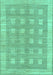 Machine Washable Checkered Turquoise Modern Area Rugs, wshabs1421turq