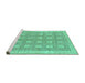 Sideview of Machine Washable Checkered Turquoise Modern Area Rugs, wshabs1421turq