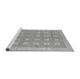 Sideview of Machine Washable Checkered Gray Modern Rug, wshabs1421gry