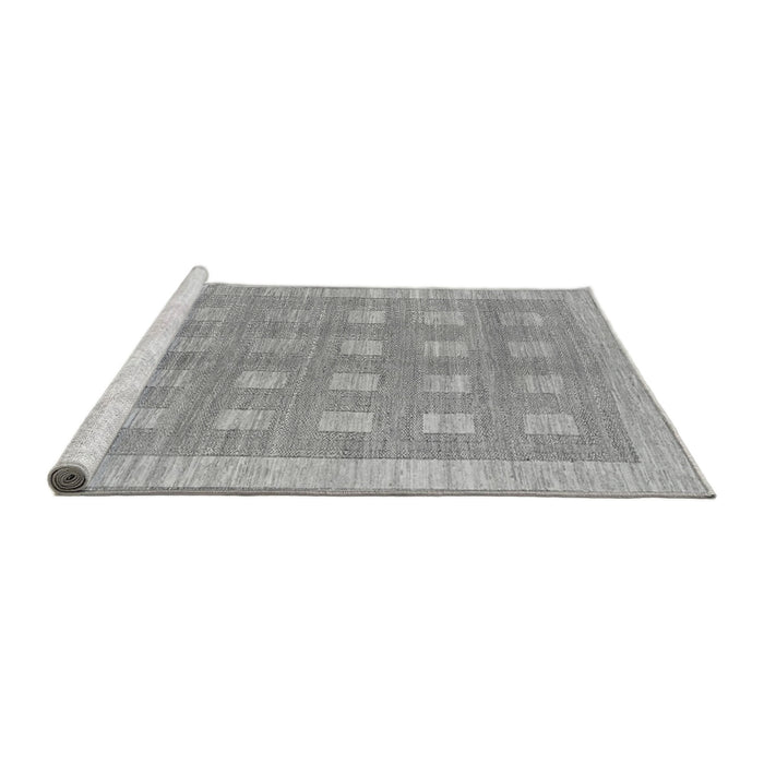Sideview of Machine Washable Checkered Gray Modern Rug, wshabs1421gry
