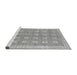 Sideview of Machine Washable Checkered Gray Modern Rug, wshabs1421gry