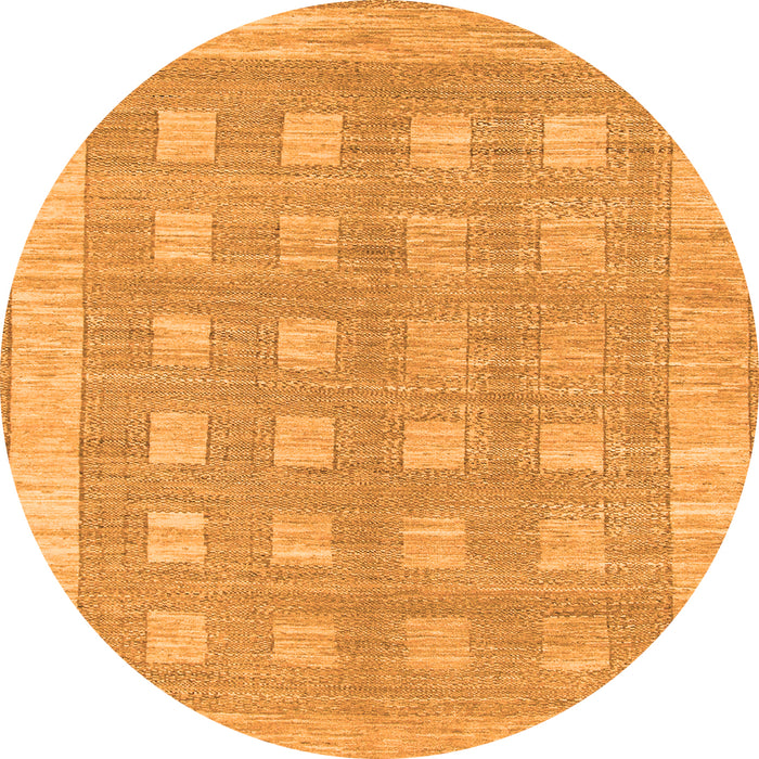 Round Checkered Orange Modern Rug, abs1421org