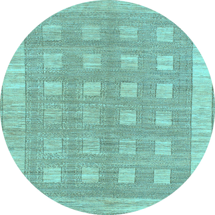 Round Machine Washable Checkered Light Blue Modern Rug, wshabs1421lblu