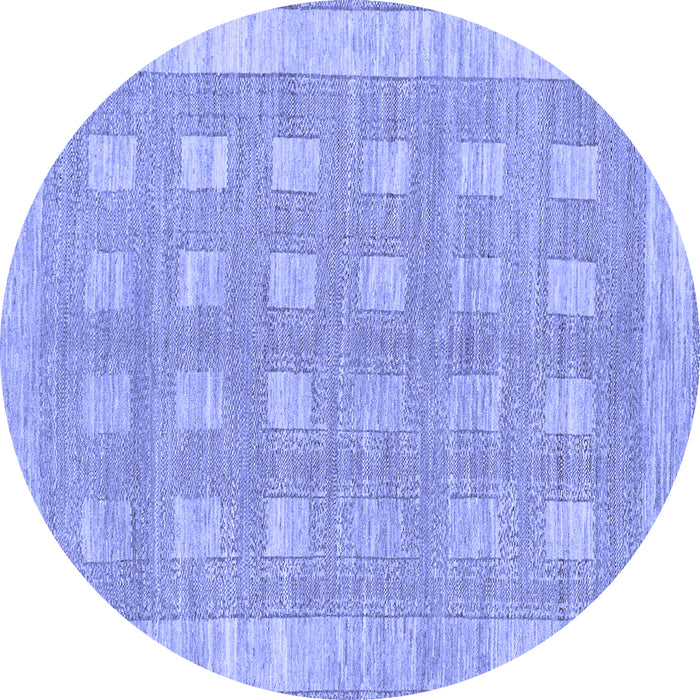 Round Checkered Blue Modern Rug, abs1421blu