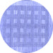 Round Checkered Blue Modern Rug, abs1421blu