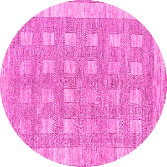 Round Machine Washable Checkered Pink Modern Rug, wshabs1421pnk