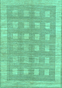 Checkered Turquoise Modern Rug, abs1421turq