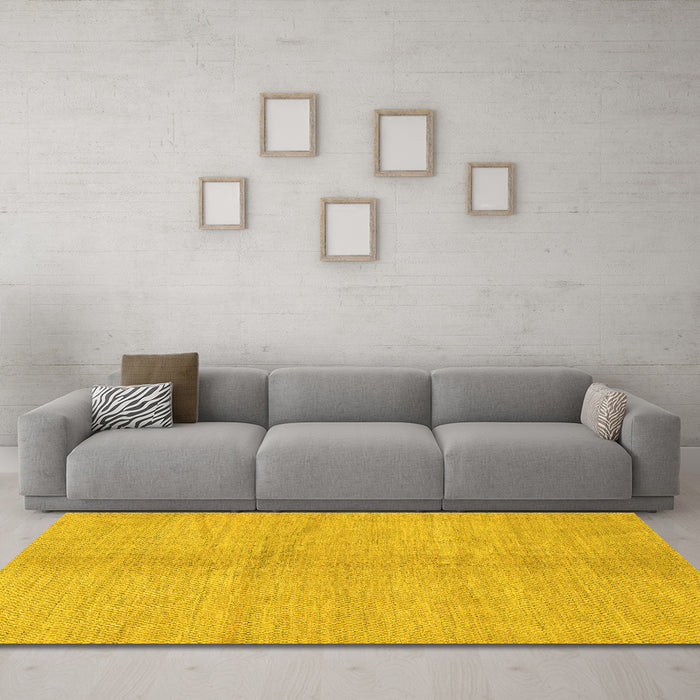 Machine Washable Abstract Yellow Modern Rug in a Living Room, wshabs1422yw