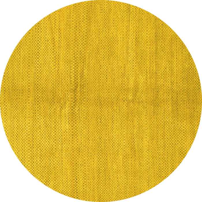 Round Machine Washable Abstract Yellow Modern Rug, wshabs1422yw