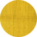 Round Machine Washable Abstract Yellow Modern Rug, wshabs1422yw