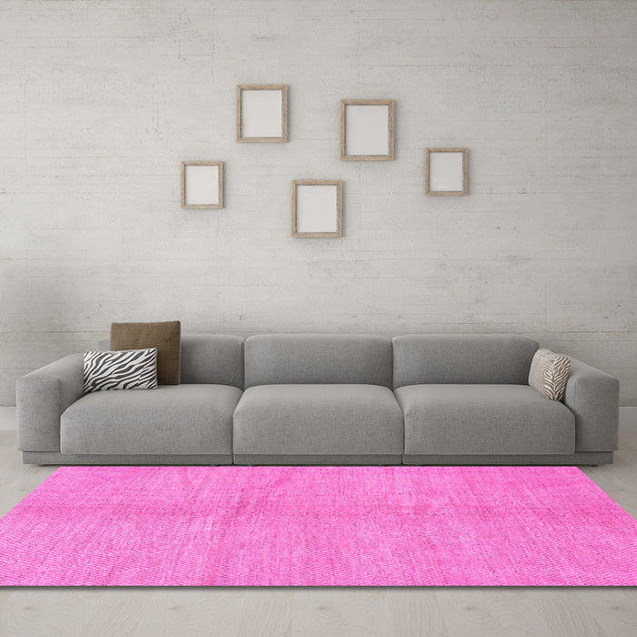 Machine Washable Abstract Pink Modern Rug in a Living Room, wshabs1422pnk