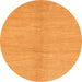 Round Machine Washable Abstract Orange Modern Area Rugs, wshabs1422org