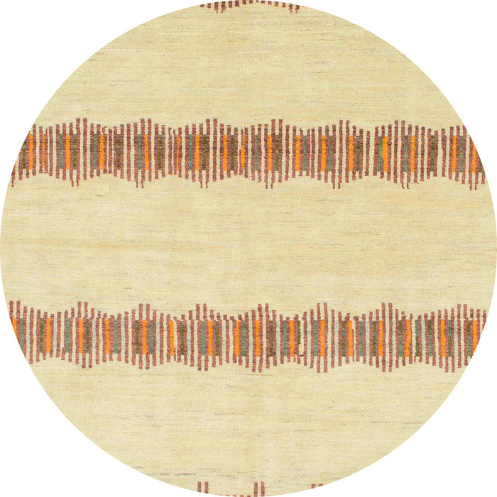 Round Machine Washable Abstract Sun Yellow Rug, wshabs1423