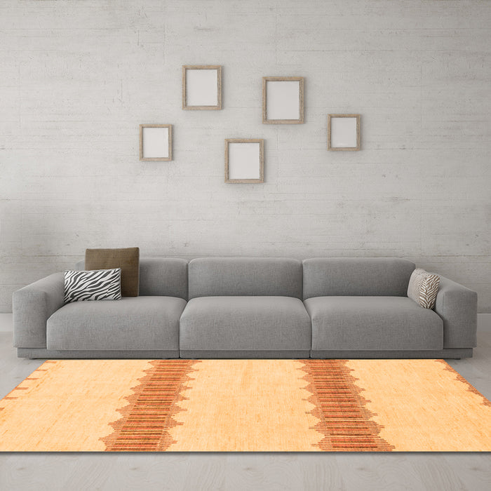 Machine Washable Solid Orange Modern Area Rugs in a Living Room, wshabs1423org