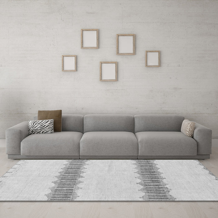 Machine Washable Solid Gray Modern Rug in a Living Room,, wshabs1423gry