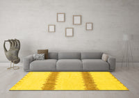 Machine Washable Solid Yellow Modern Rug, wshabs1423yw