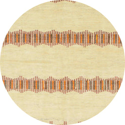 Round Abstract Sun Yellow Solid Rug, abs1423