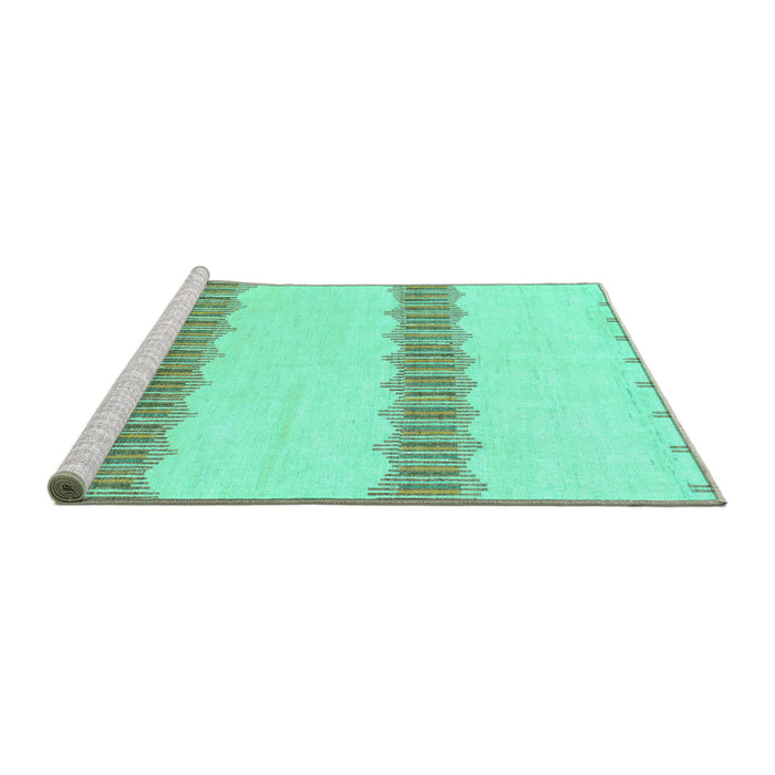 Sideview of Machine Washable Solid Turquoise Modern Area Rugs, wshabs1423turq