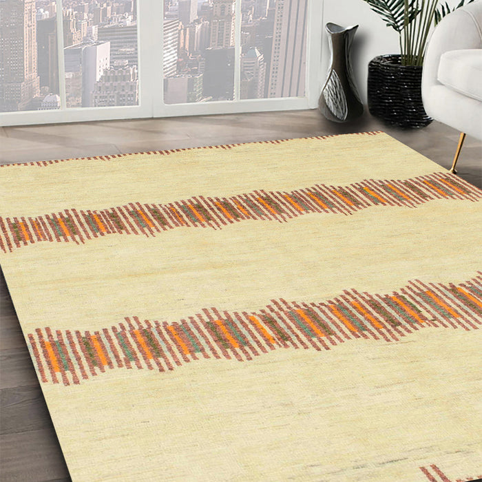 Machine Washable Abstract Sun Yellow Rug in a Family Room, wshabs1423