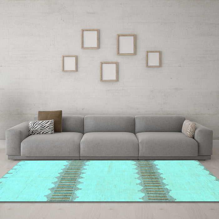 Machine Washable Solid Light Blue Modern Rug in a Living Room, wshabs1423lblu