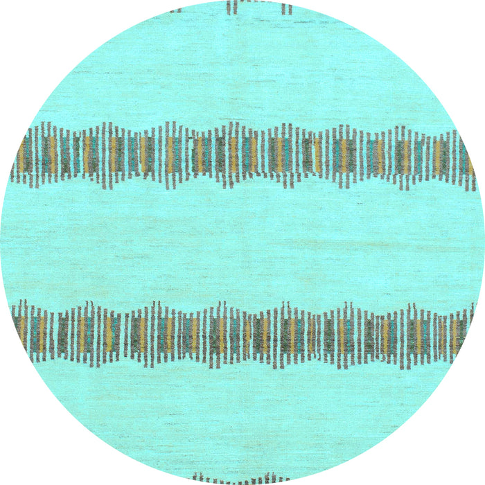 Round Machine Washable Solid Light Blue Modern Rug, wshabs1423lblu