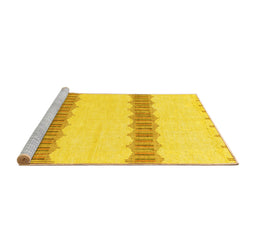 Sideview of Machine Washable Solid Yellow Modern Rug, wshabs1423yw