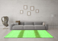 Machine Washable Solid Green Modern Rug, wshabs1423grn