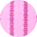 Round Machine Washable Solid Pink Modern Rug, wshabs1423pnk