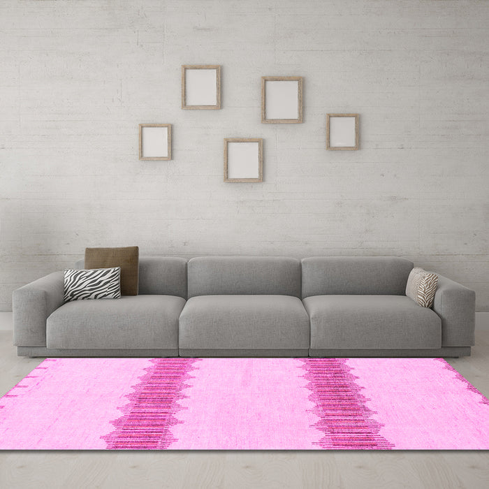 Machine Washable Solid Pink Modern Rug in a Living Room, wshabs1423pnk