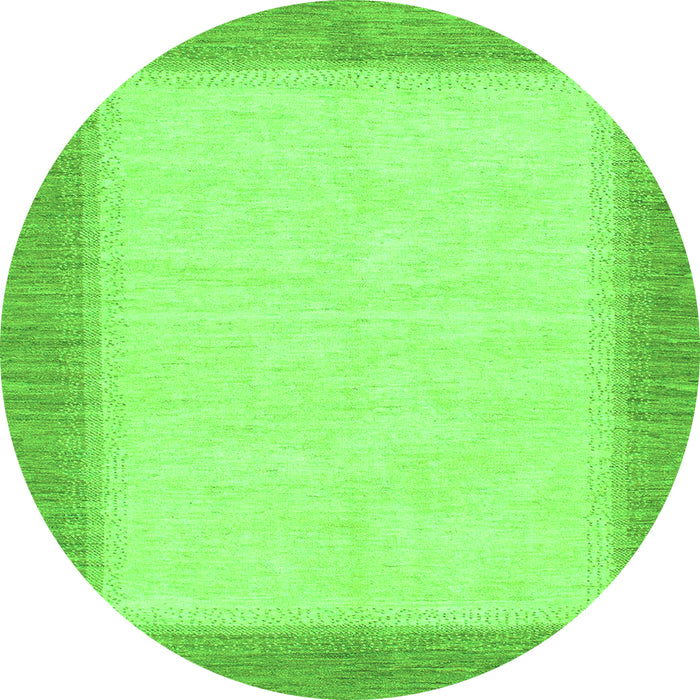 Round Machine Washable Solid Green Modern Area Rugs, wshabs1424grn