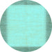 Round Machine Washable Solid Light Blue Modern Rug, wshabs1424lblu