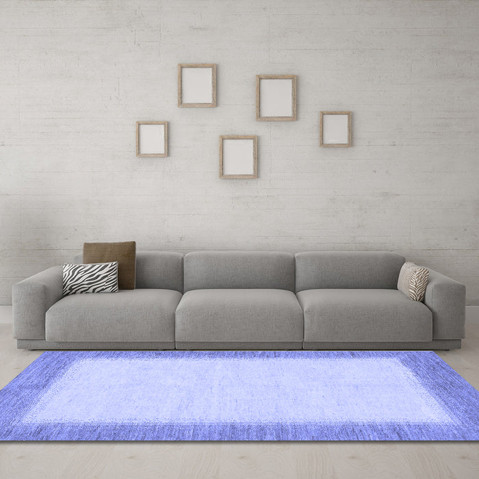 Machine Washable Solid Blue Modern Rug in a Living Room, wshabs1424blu